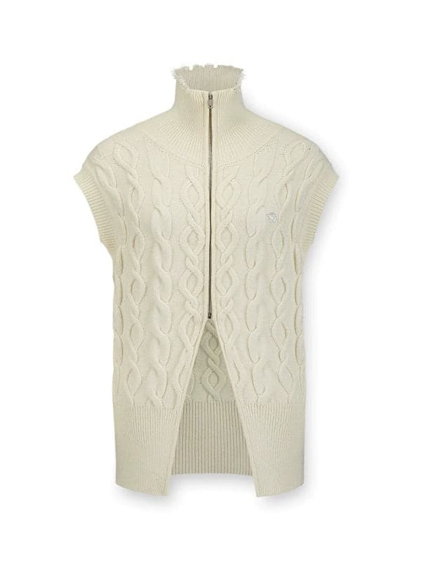 High Neck Cable Knitted Vest - chiclara