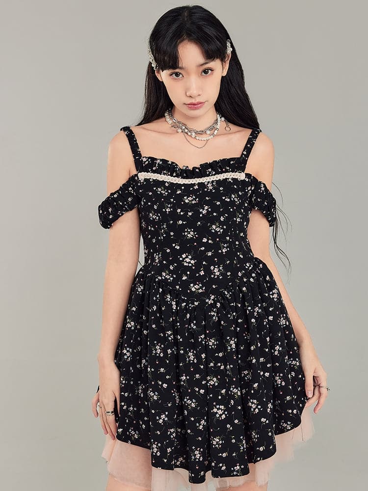 Floral Black Dress - chiclara