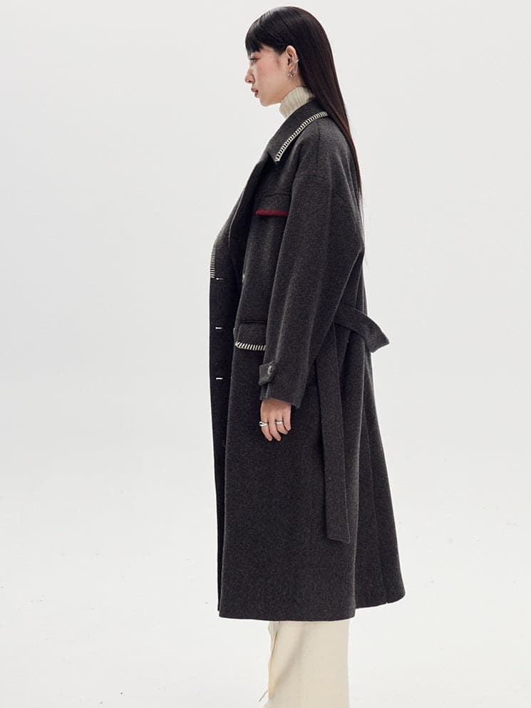 Dropped Shoulders Wool Coat - chiclara