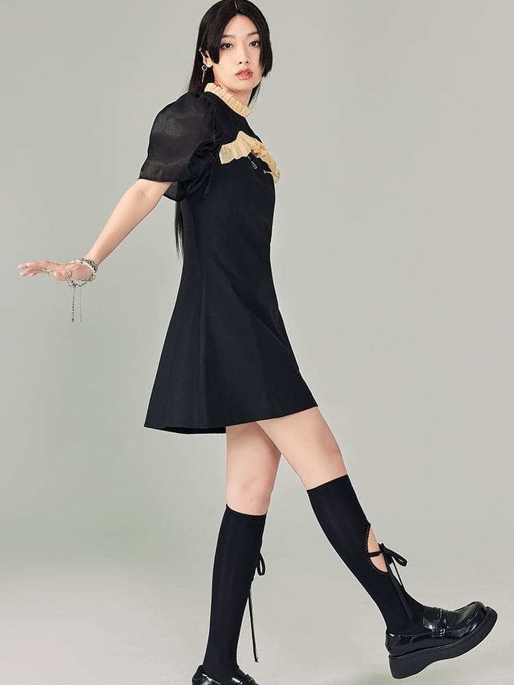 Short Sleeve Zipper Cheongsam Dress - chiclara