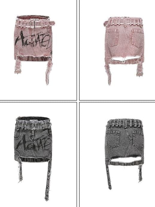 Damaged Street Painted Mini Skirt - chiclara