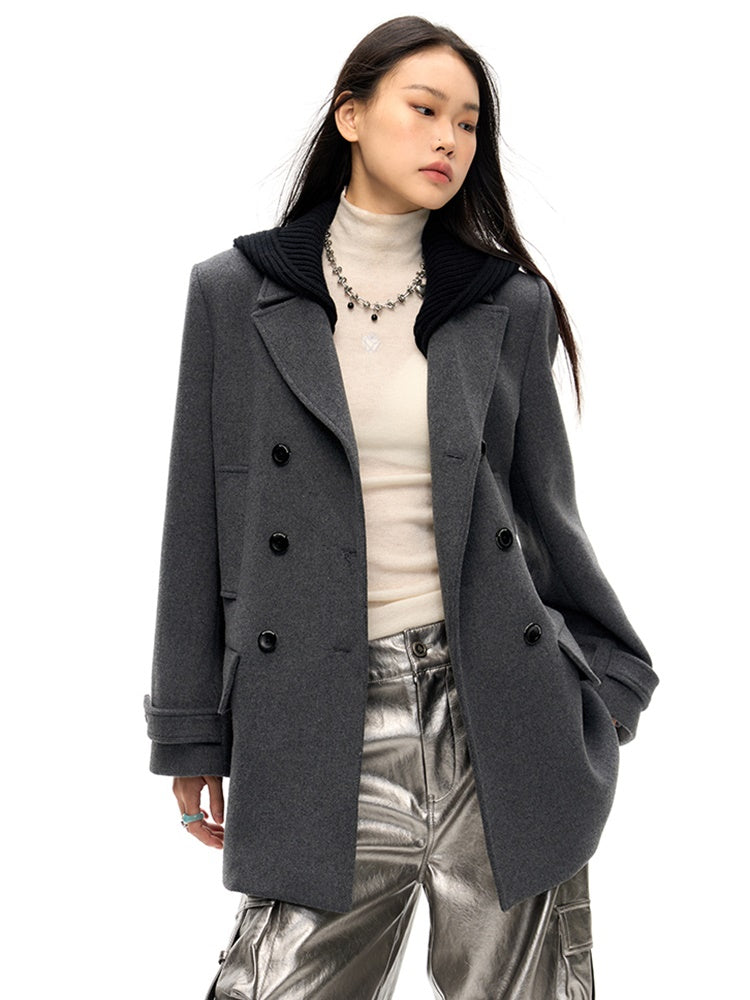Removable Hood Double Button Coat - chiclara