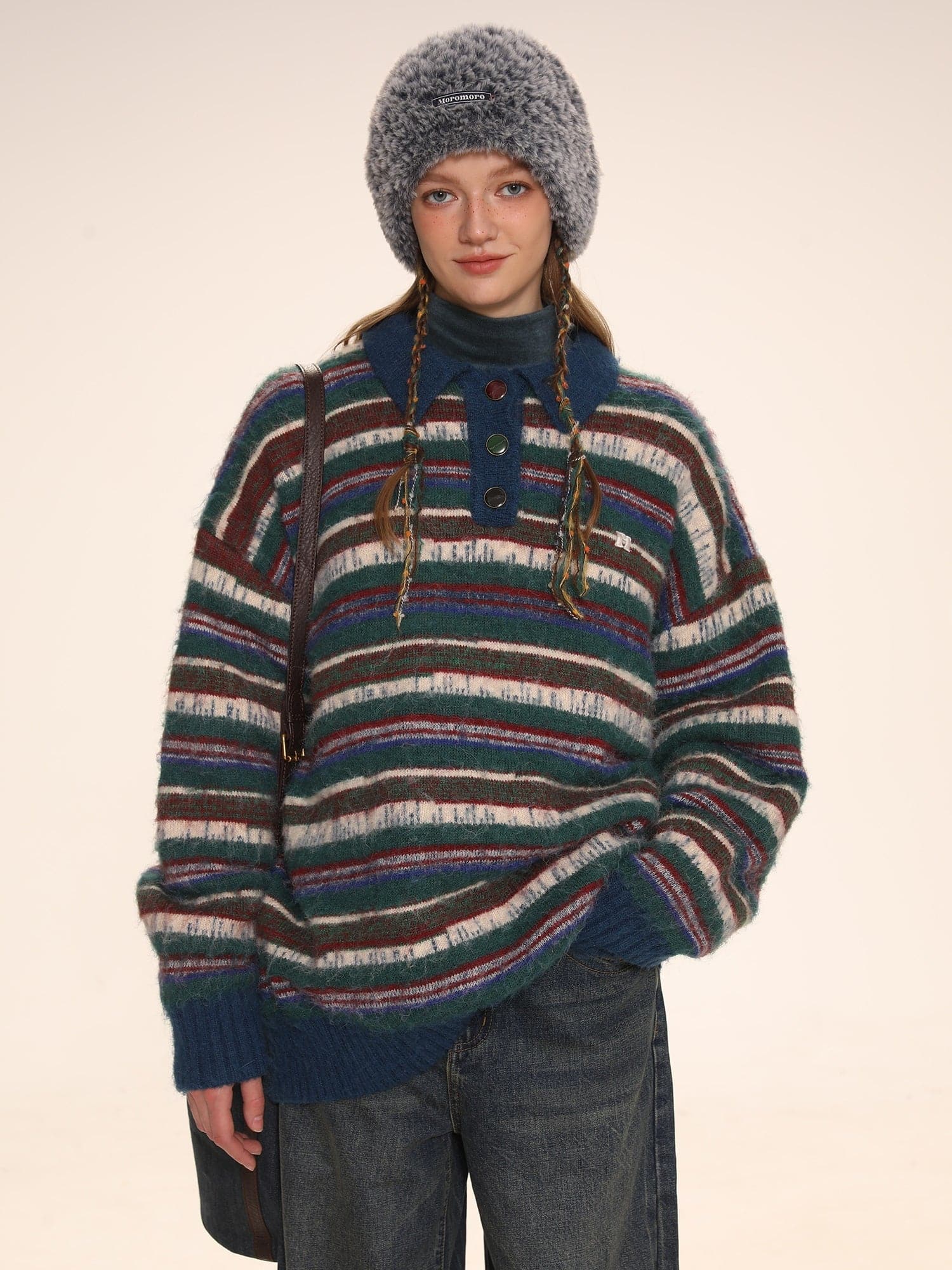 Classic Stripe Polo Sweater - chiclara