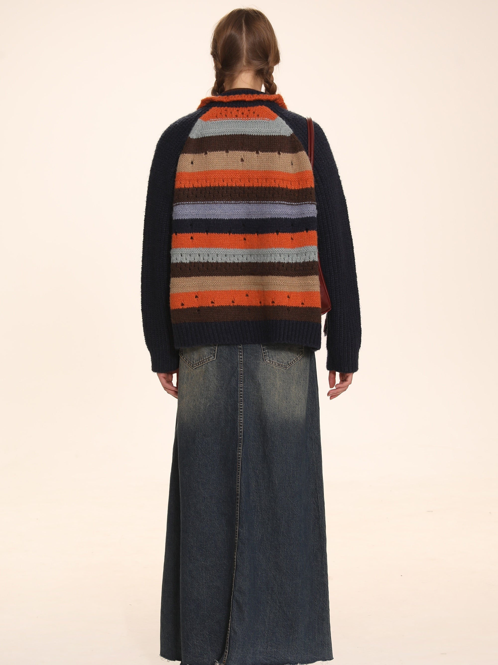 Jacquard Striped Knit Cardigan - chiclara