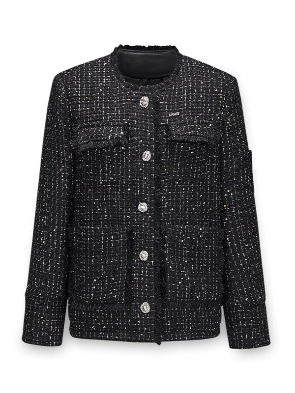 Sparkling Tweed Padded Jacket - chiclara