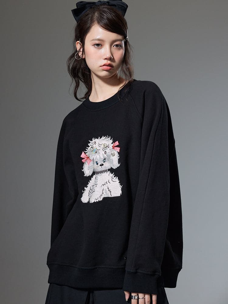 Embroidered Puppy Sweatshirt - chiclara