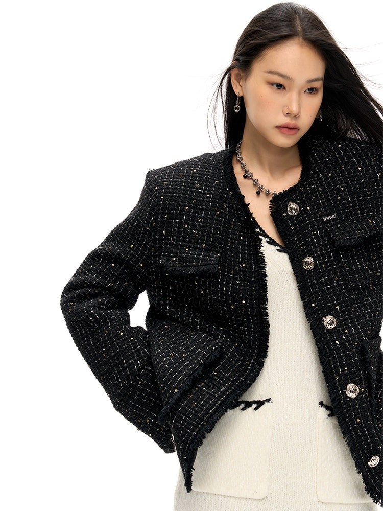 Sparkling Tweed Padded Jacket - chiclara