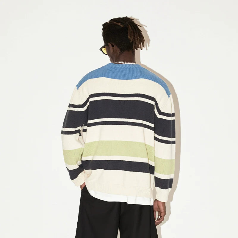 Colorful Striped Knit Sweater - chiclara