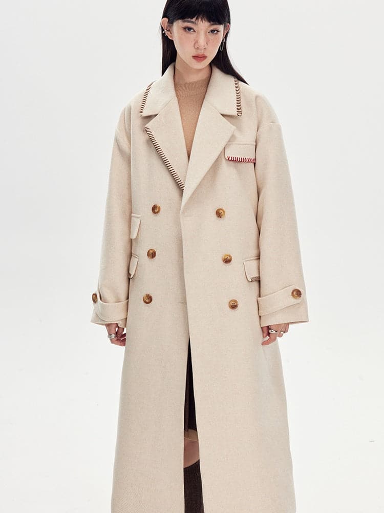 Dropped Shoulders Wool Coat - chiclara