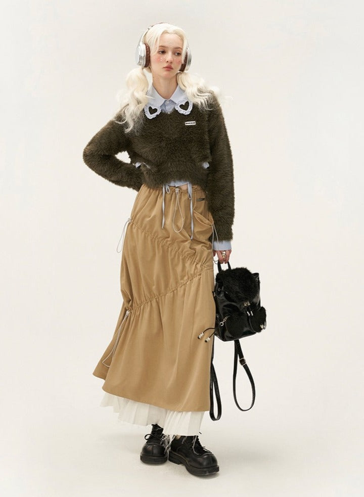 Stitched High-Waisted Temperament Long Skirt - chiclara