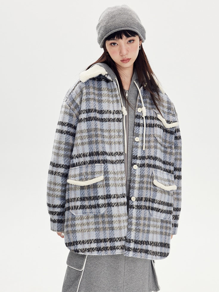 Warm Plaid Loose Jacket - chiclara