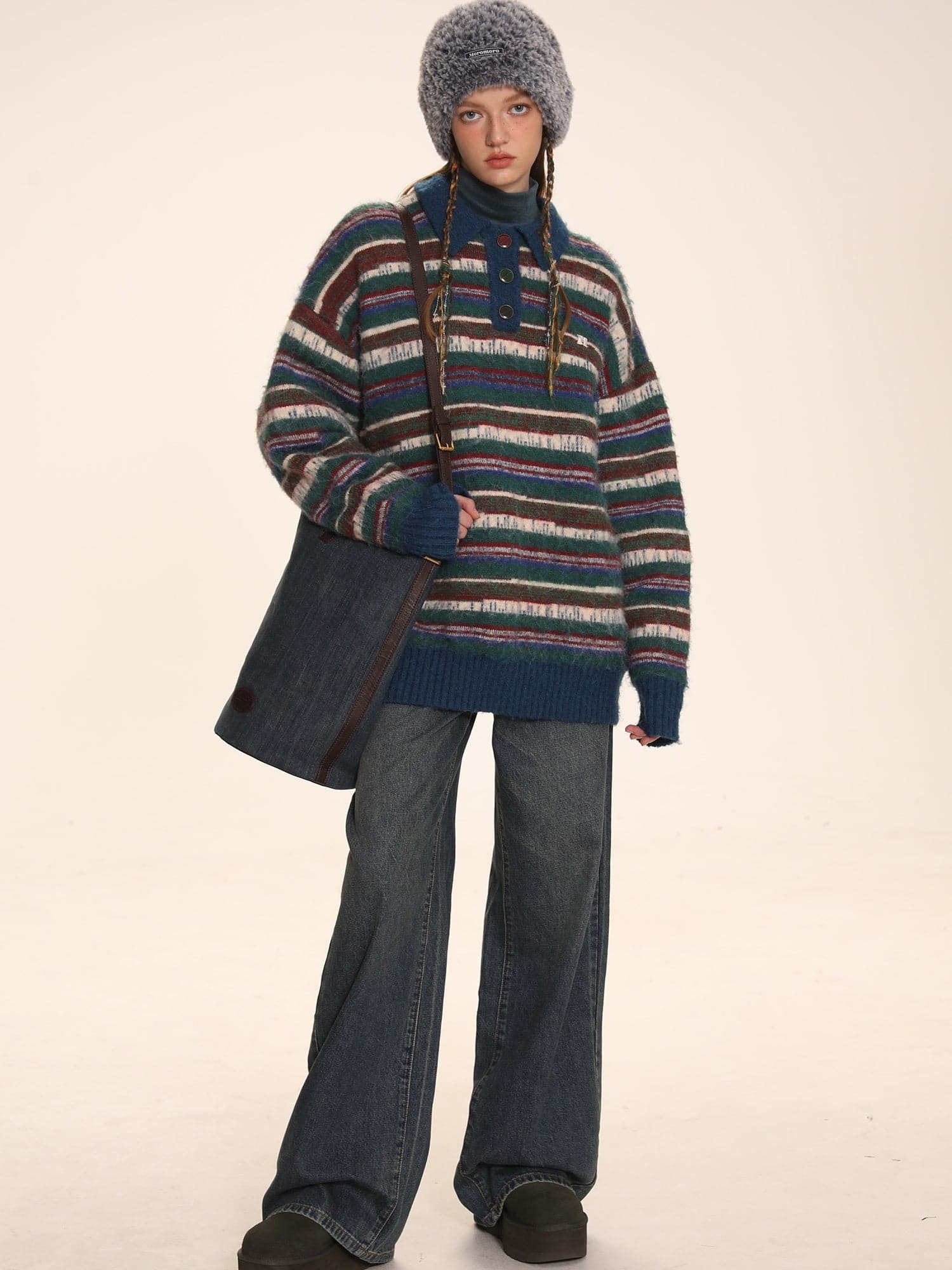 Classic Stripe Polo Sweater - chiclara