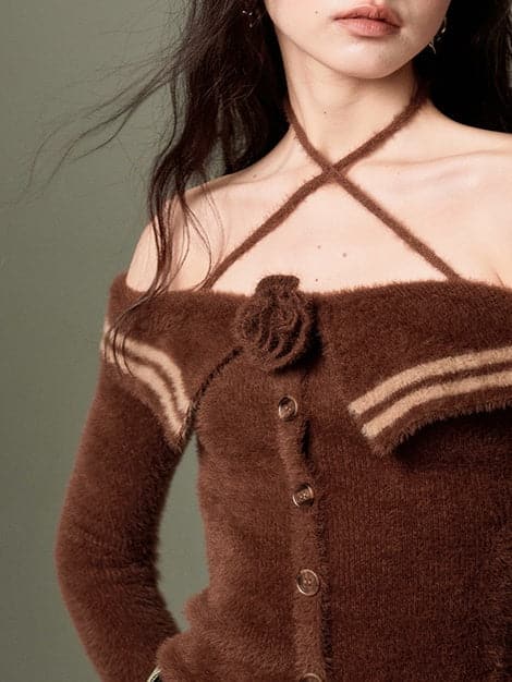 Cross Strap One-Shoulder Sweater - chiclara