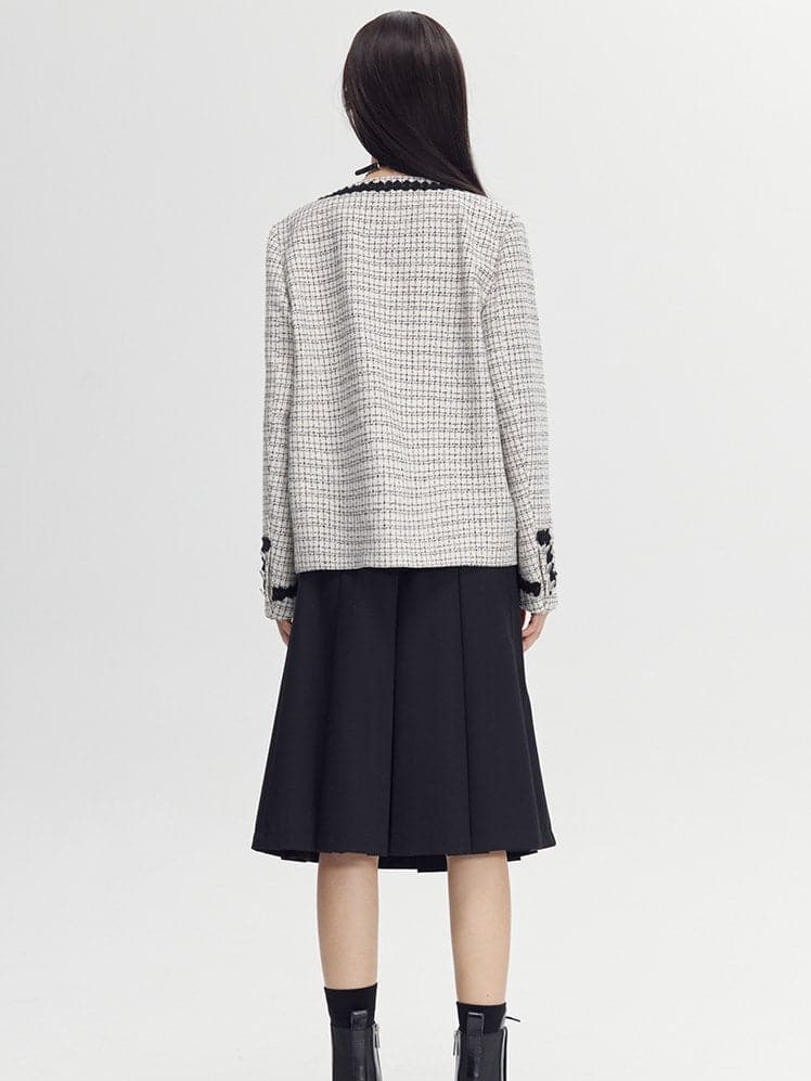 Small Square Collar Tweed Fragrance Jacket - chiclara