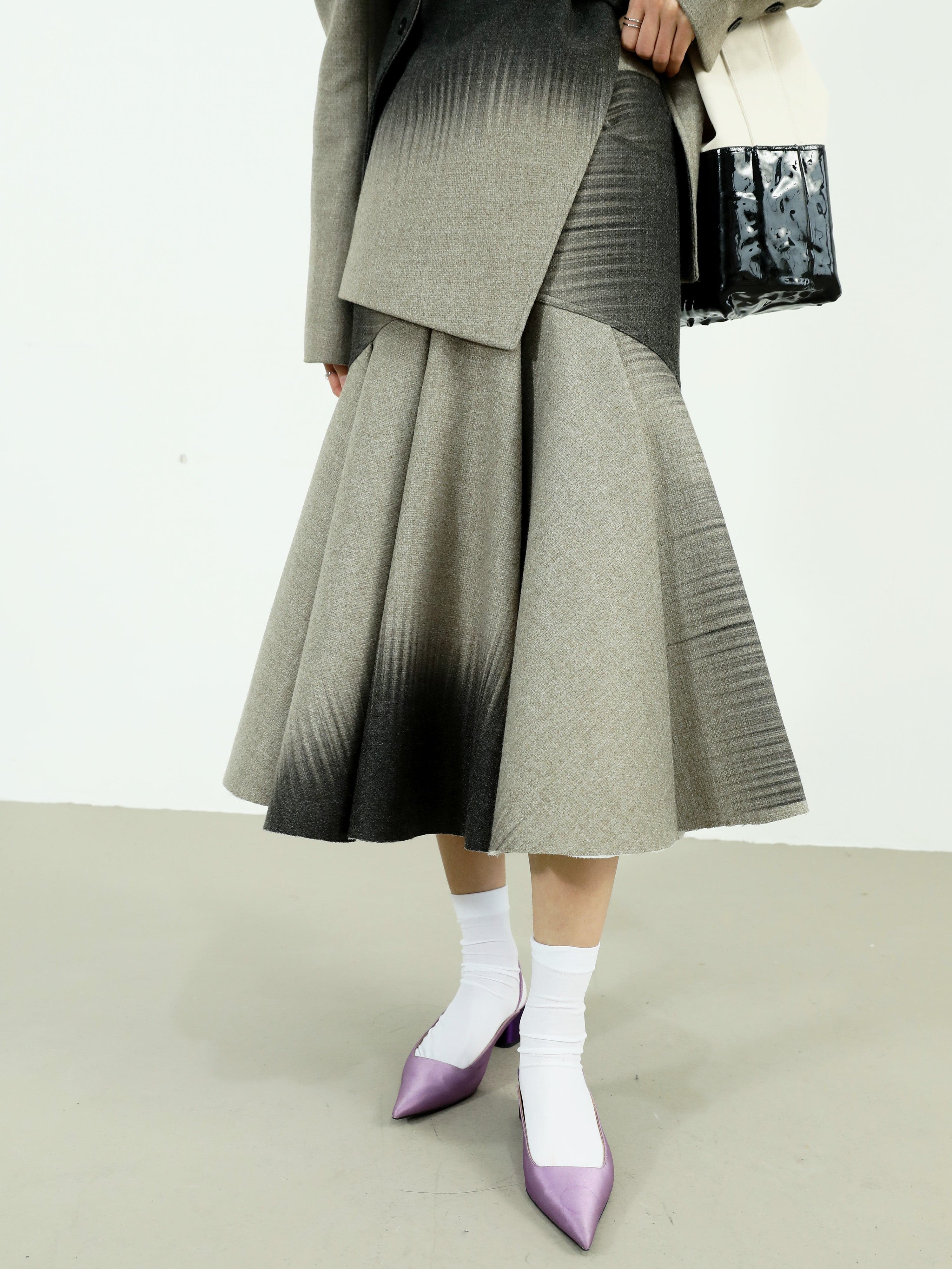 Elegant Gradient Print Maxi Skirt - chiclara