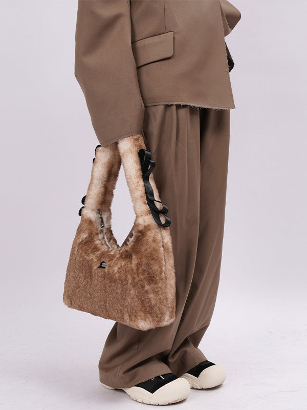 Y2K Fur One-Shoulder Handbag - chiclara