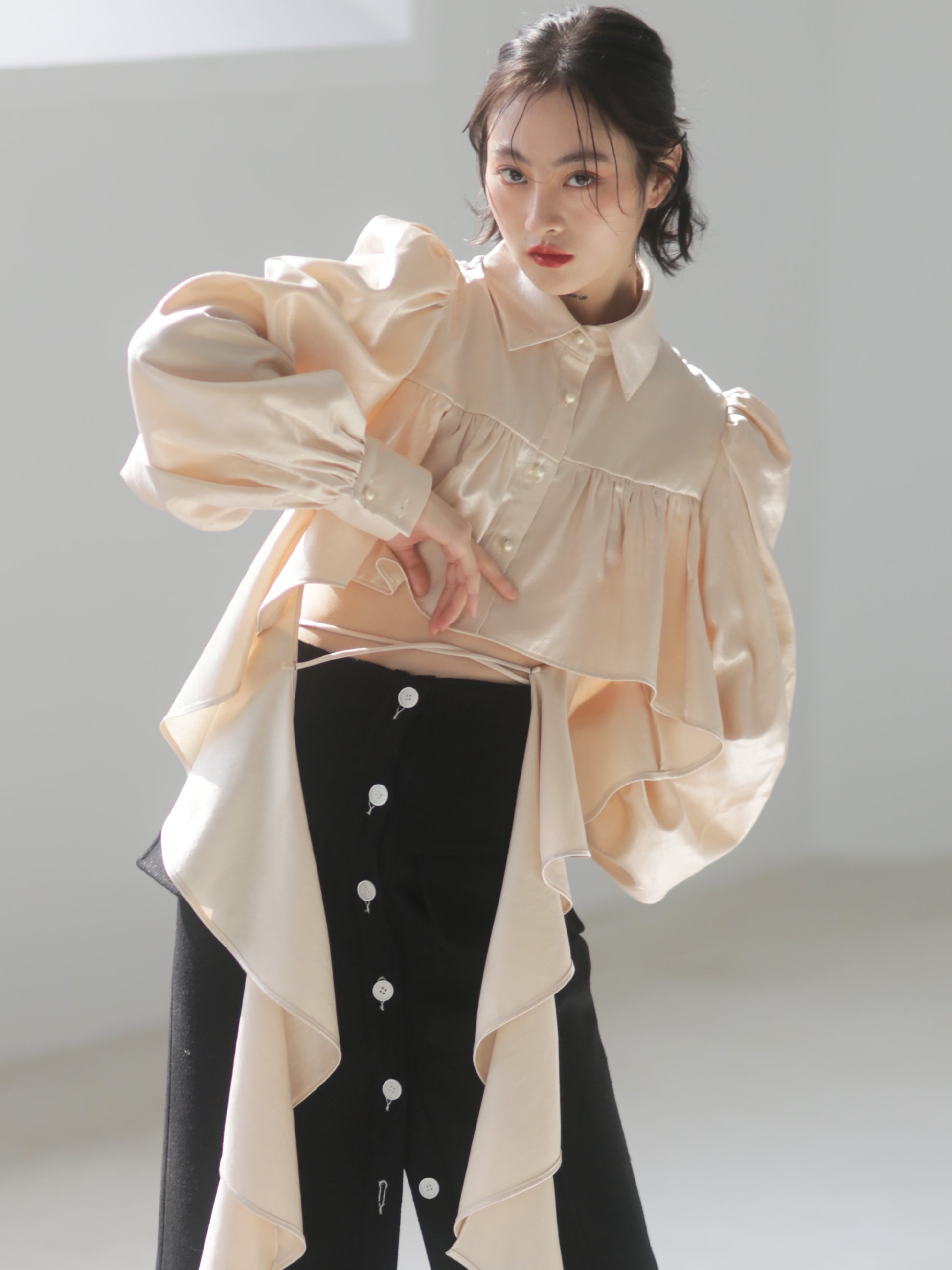 Elegant Frilled Long Sleeve Blouse - chiclara