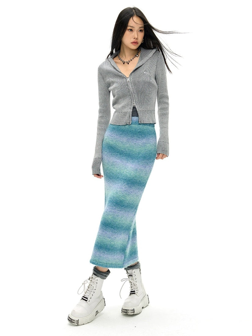 Gradient Slim Knitted Skirt - chiclara