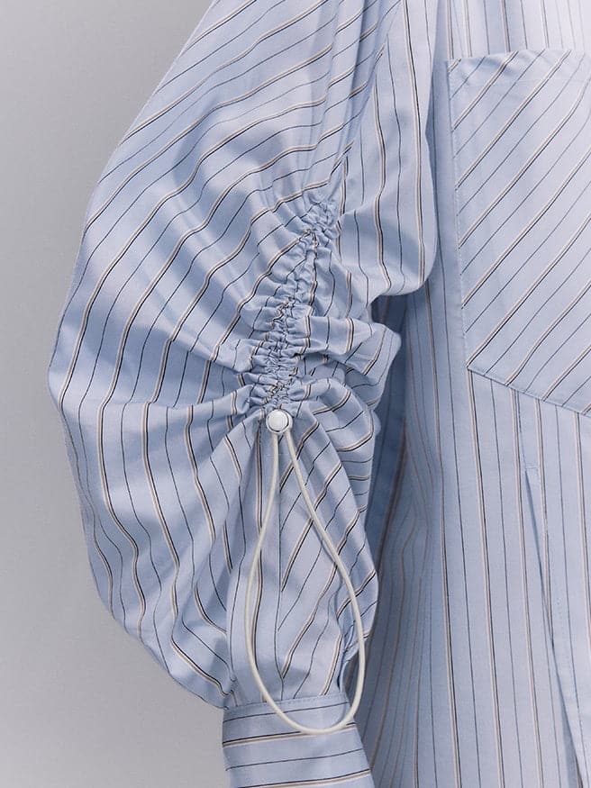 Loose Striped Tie Shirt - chiclara