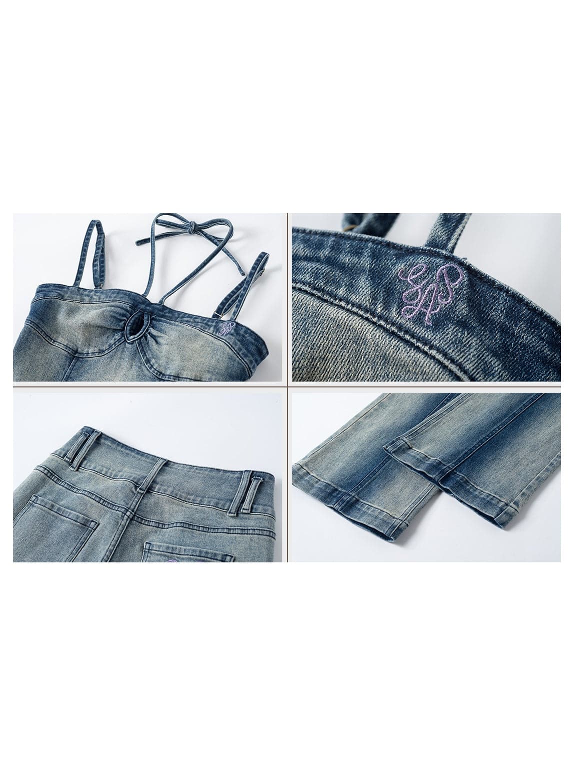 Denim Camisole & Flare Jeans Set - chiclara