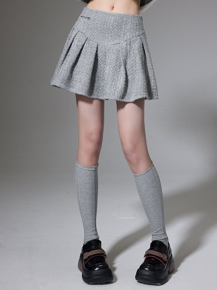 Fragrance Bow Cardigan & Pleated Skirt Set - chiclara
