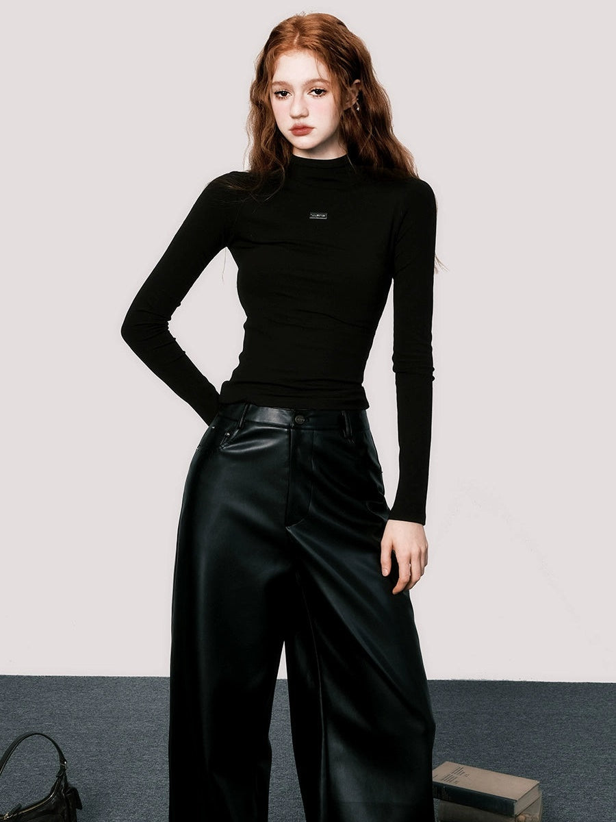 Elevated Wide Leg Leather Trousers - chiclara