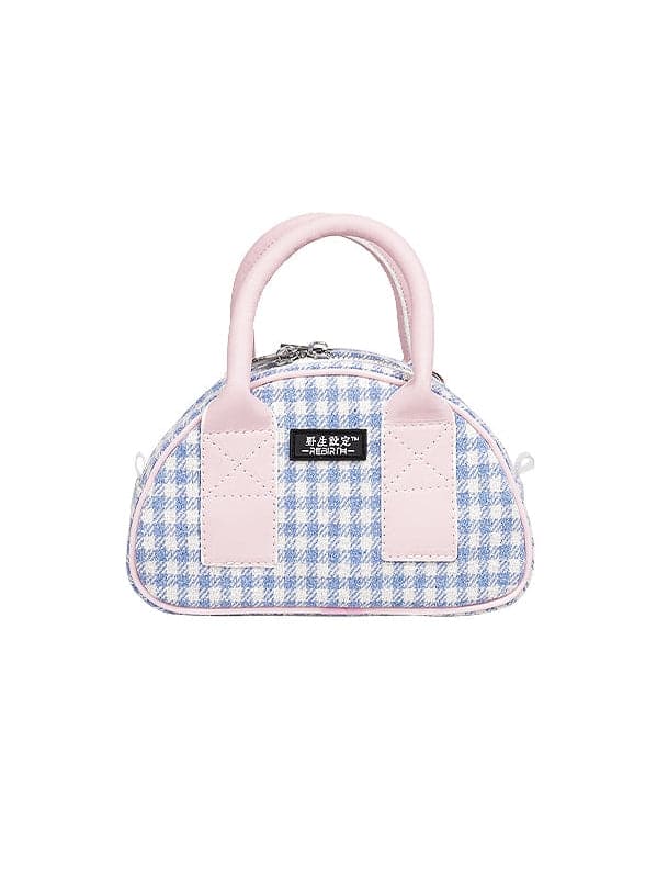 Contrast Mini Bag With Plaid Pattern - chiclara