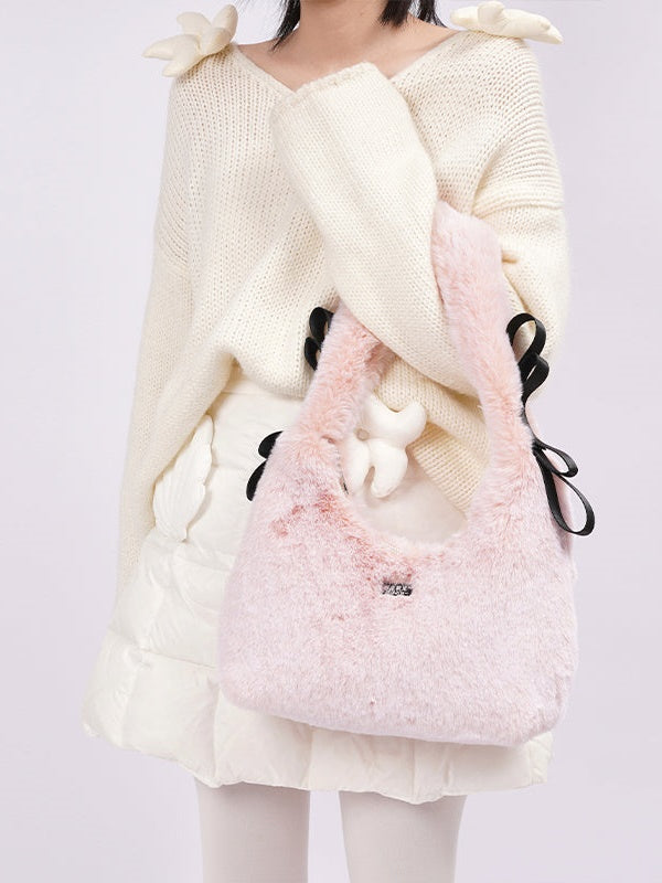 Y2K Fur One-Shoulder Handbag - chiclara
