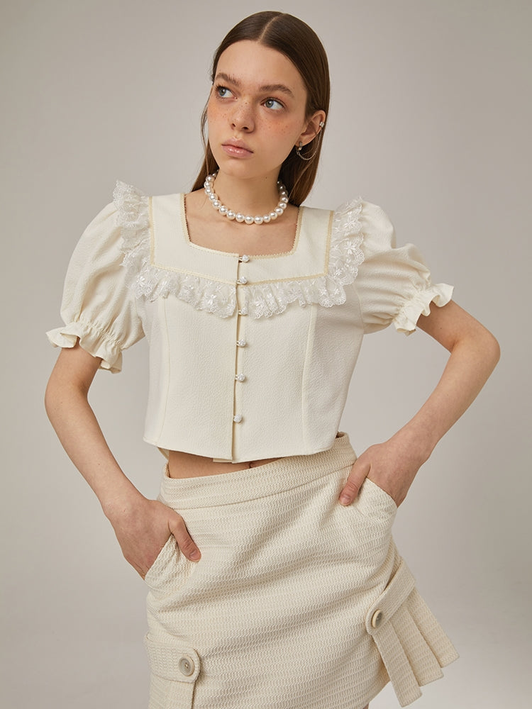 Square Neck Lace Top - chiclara