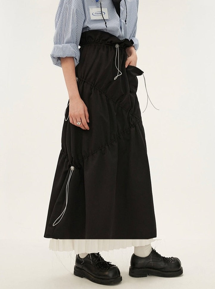 Stitched High-Waisted Temperament Long Skirt - chiclara