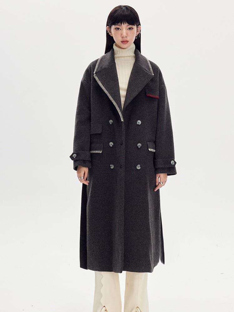 Dropped Shoulders Wool Coat - chiclara