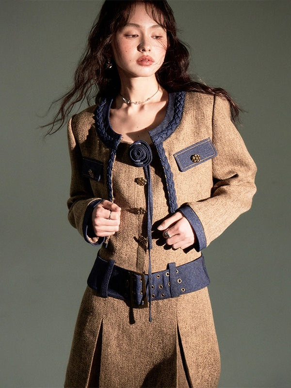 Tweed Short Jacket & Slip Skirt Combo - chiclara