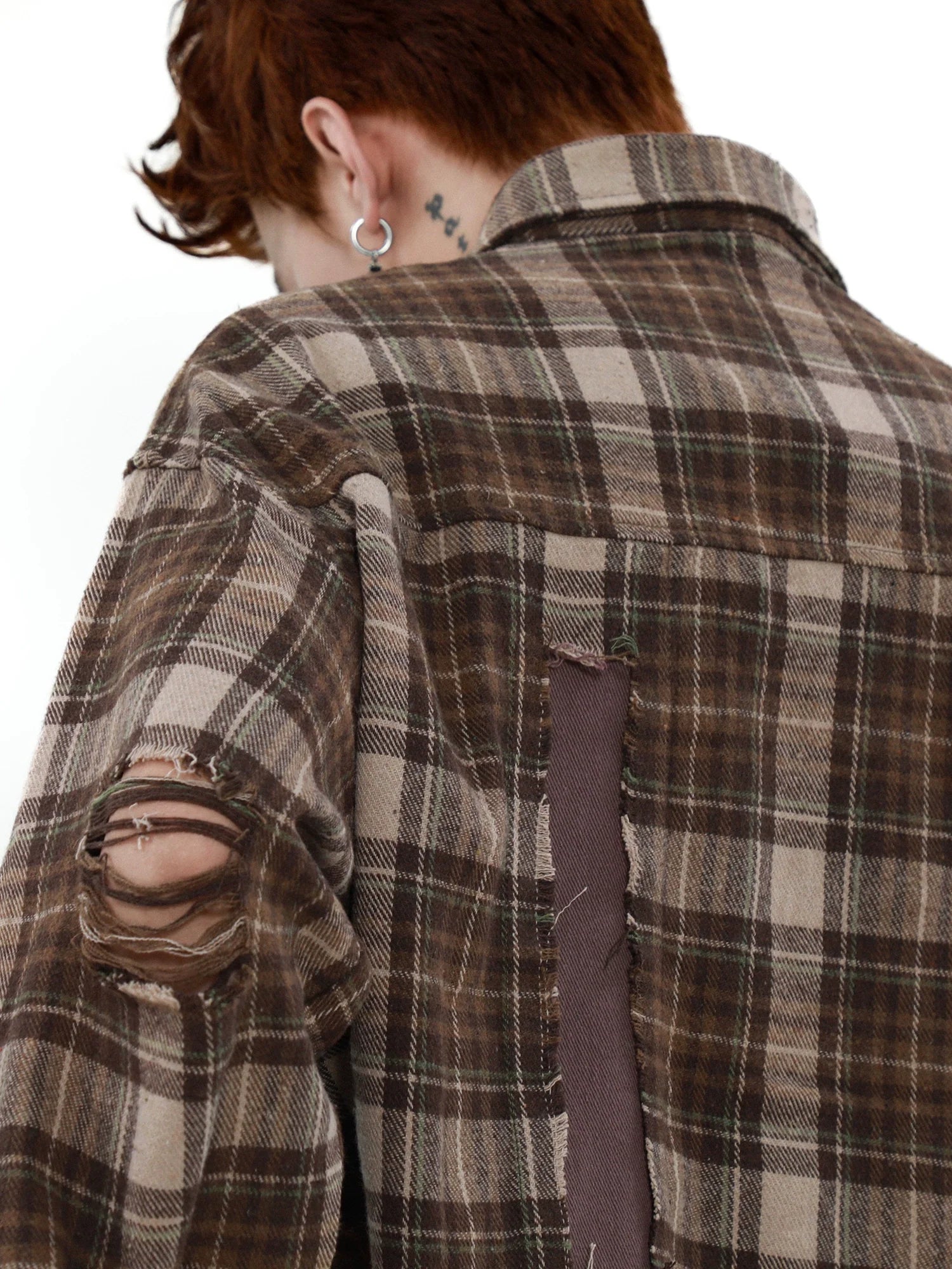 Plaid Patchwork Shirt - chiclara