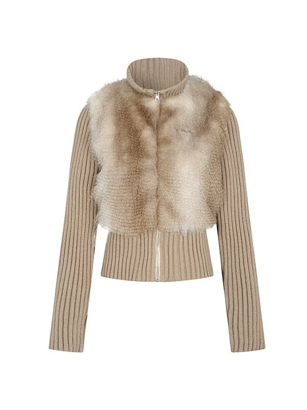 Layered Knitted Fur Jacket - chiclara