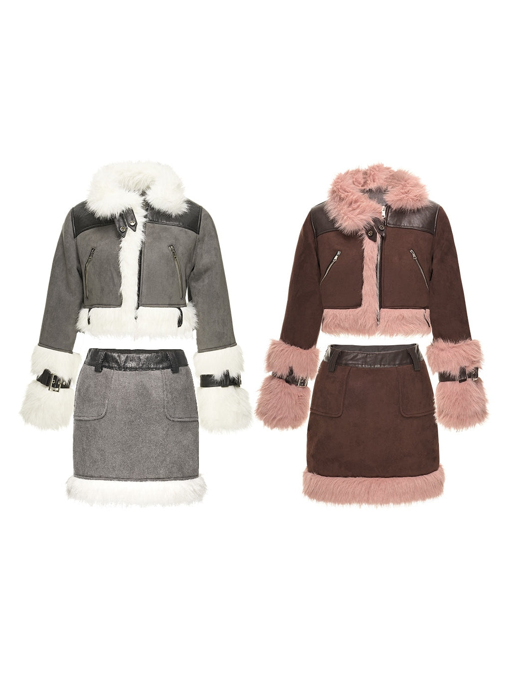 Fur Suede Jacket & Skirt - chiclara