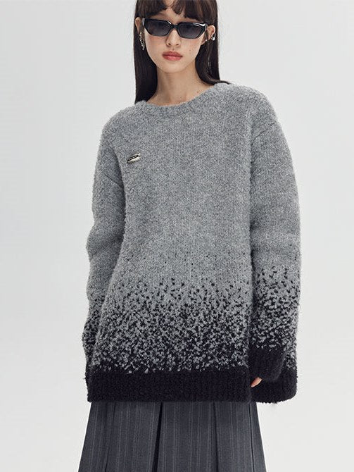 Gradient Round Neck Sweater - chiclara