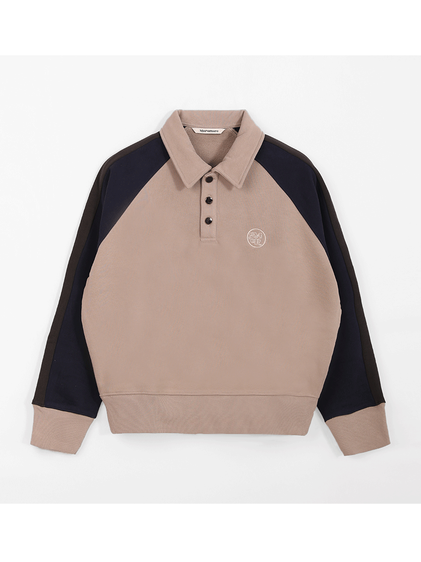 Raglan Polo Sweatshirt With Stylish Sleeves - chiclara