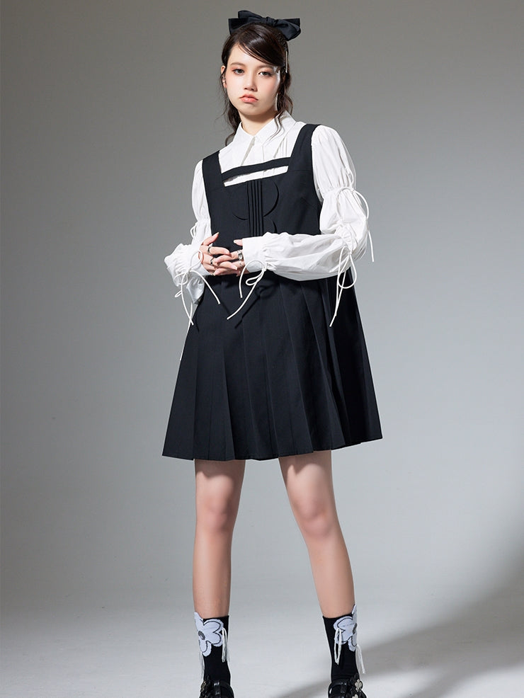 Pleated Suspender Skirt - chiclara