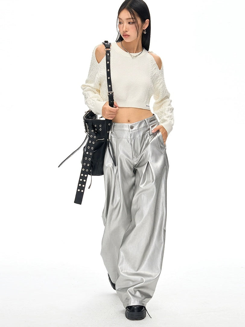 Pu Leather Loose Wide-Leg Casual Pants - chiclara