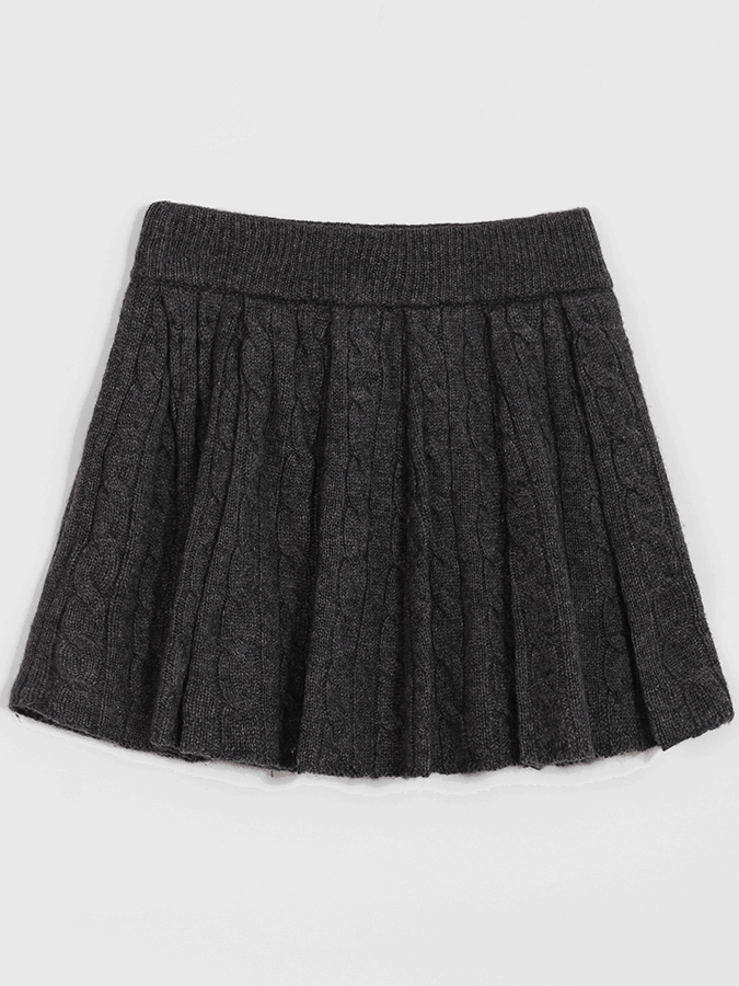 Pleated Knit Skirt & Twist Polo Sweater - chiclara