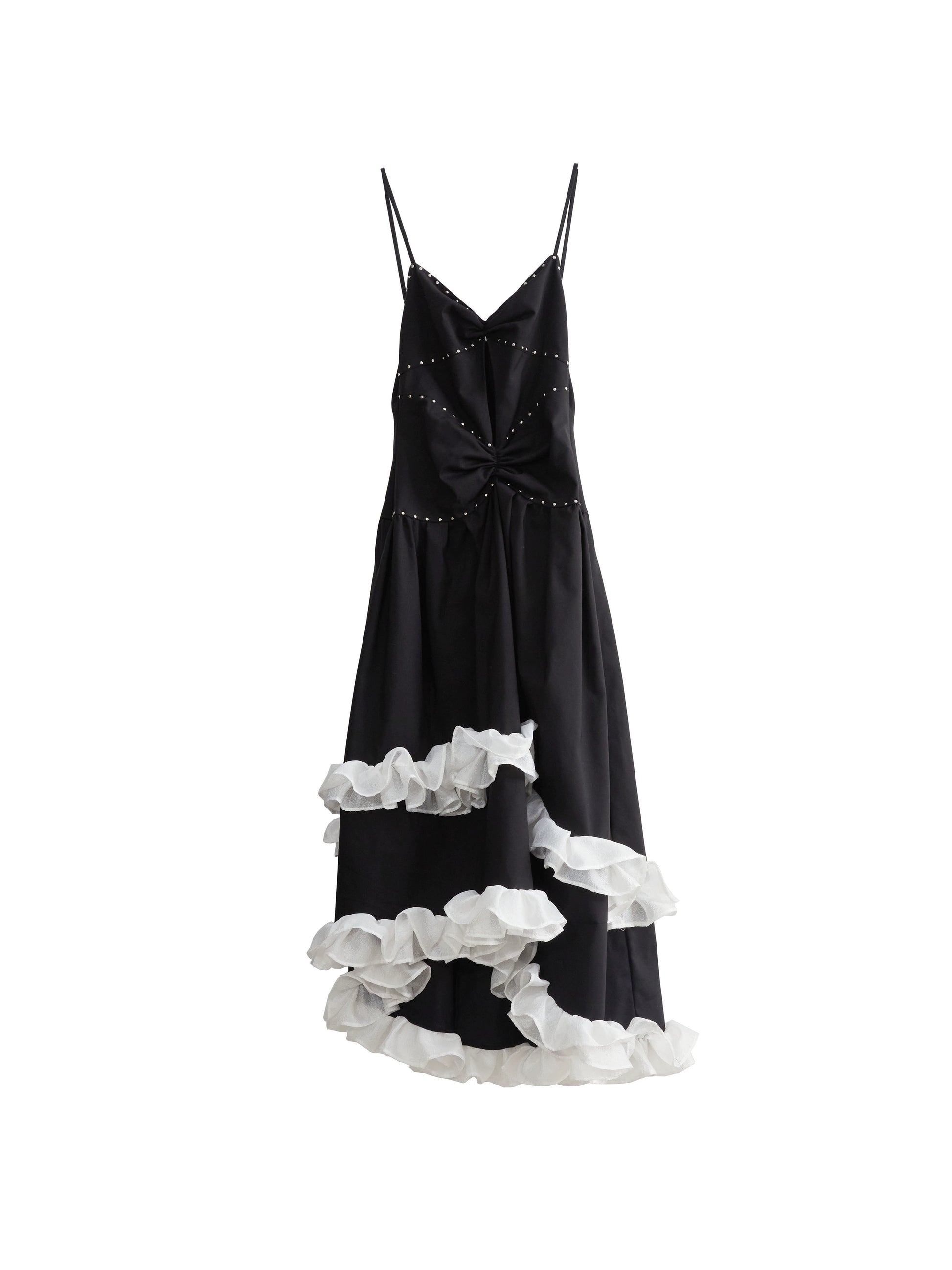 Elegant Rivet-Embellished Lace Suspender Dress - chiclara