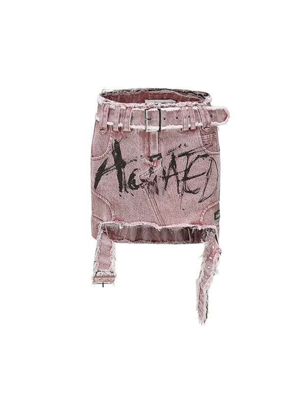 Damaged Street Painted Mini Skirt - chiclara