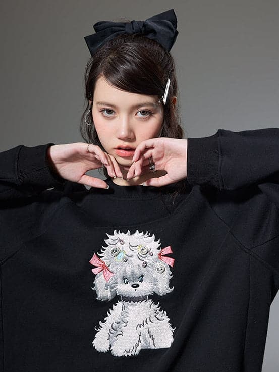 Embroidered Puppy Sweatshirt - chiclara