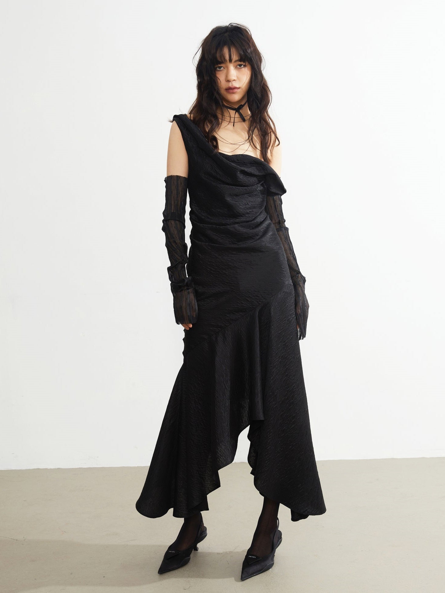 Elegant Satin Black Dress - chiclara