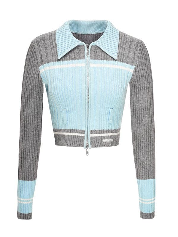 Polo Collar Slim Knit Sweater - chiclara