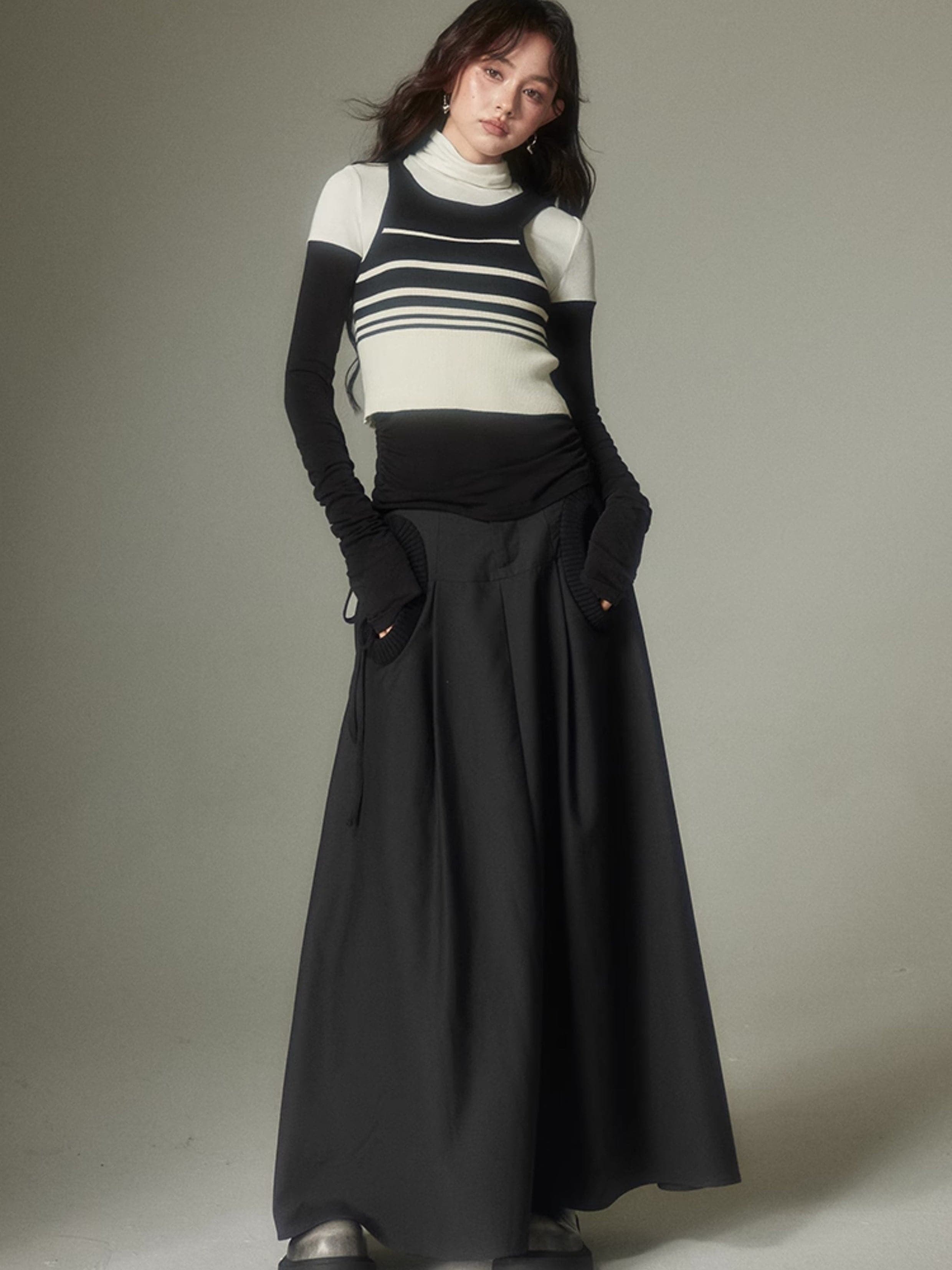 A-Line Circle Long Skirt With Pocket - chiclara