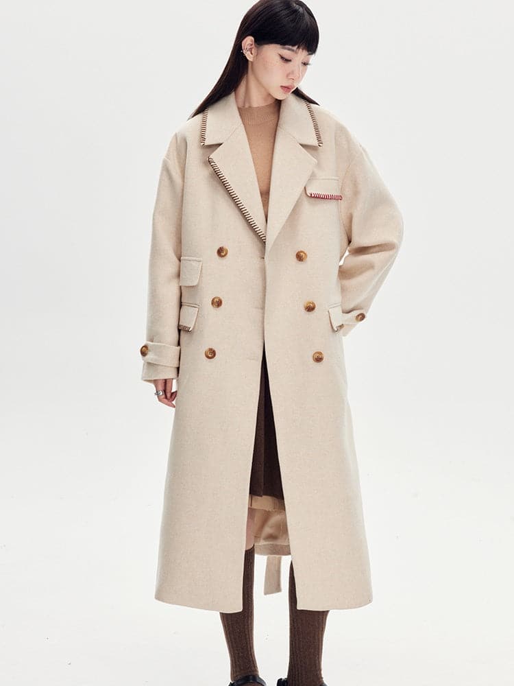 Dropped Shoulders Wool Coat - chiclara