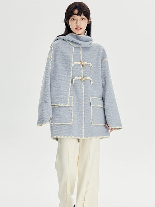 Stitched Horn Button Embroidered Coat - chiclara