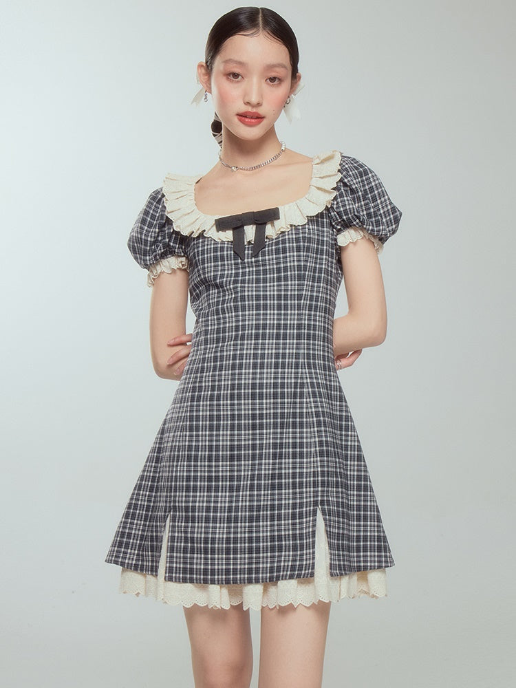 Lace Bowknot One-Piece Dress - chiclara