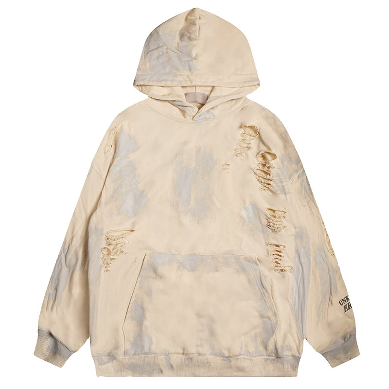 Oversized Distressed Hoodie - chiclara